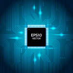 Circuit board vector background. Processor and chip, engineering and tech, motherboard and computer design, vector illustration